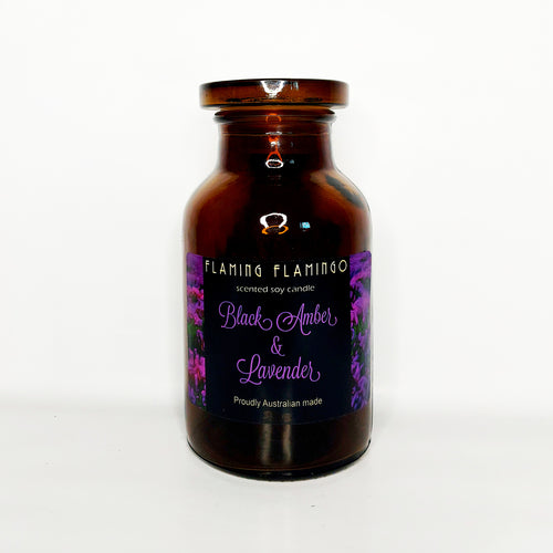 BLACK AMBER & LAVENDER - Apothecary jar - flaming flamingo 